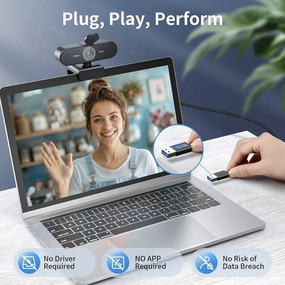 EMEET NOVA 4K Webcam‎ for PC 4K@30fps Autofocus 2 Mics E3131